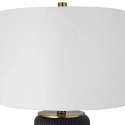 Table Lamps-Kirkland's Home Black Ceramic Ribbed Table Lamp White