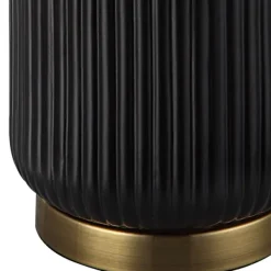 Table Lamps-Kirkland's Home Black Ceramic Ribbed Table Lamp White