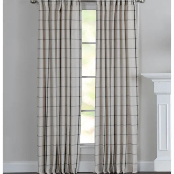 Curtains & Drapes-Kirkland's Home Black Checkered Single Curtain Panel, 84 In. Black/Tan