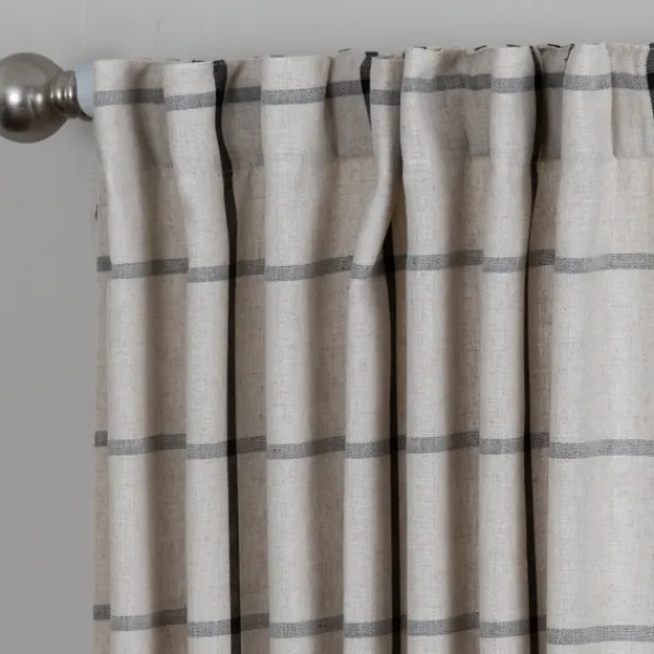 Curtains & Drapes-Kirkland's Home Black Checkered Single Curtain Panel, 84 In. Black/Tan