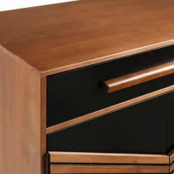 Cabinets & Sideboards-Kirkland's Home Black Chevron Wood Single Drawer Cabinet