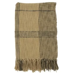 Blankets & Throws-Kirkland's Home Black Cotton Plaid Oaker Throw Blanket Black/Brown