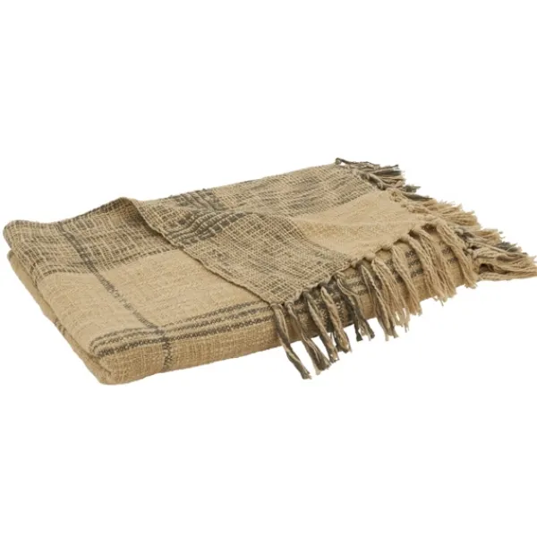 Blankets & Throws-Kirkland's Home Black Cotton Plaid Oaker Throw Blanket Black/Brown