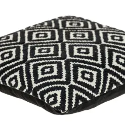 Pillows-Kirkland's Home Black Diamond Cotton Throw Pillow Black/White