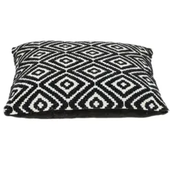Pillows-Kirkland's Home Black Diamond Cotton Throw Pillow Black/White