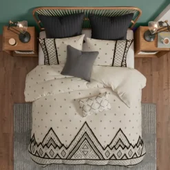 Comforters-Kirkland's Home Black Diamond 3-Pc. California King Comforter Set Black/Ivory