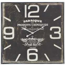 Clocks-Kirkland's Home Black Distressed Wood Face Square Clock