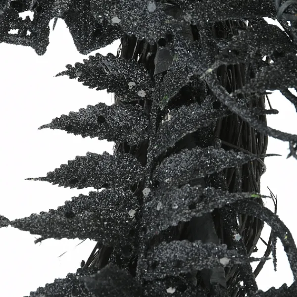 Wreaths-Kirkland's Home Black Fern Swirl Bats Halloween Wreath