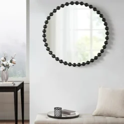 Decorative Mirrors-Kirkland's Home Black Foiled Beaded Wall Mirror, 36 In.