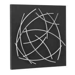 Wall Plaques-Kirkland's Home Black Frame Silver Abstract Lines Wall Plaque Black/Silver