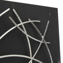 Wall Plaques-Kirkland's Home Black Frame Silver Abstract Lines Wall Plaque Black/Silver