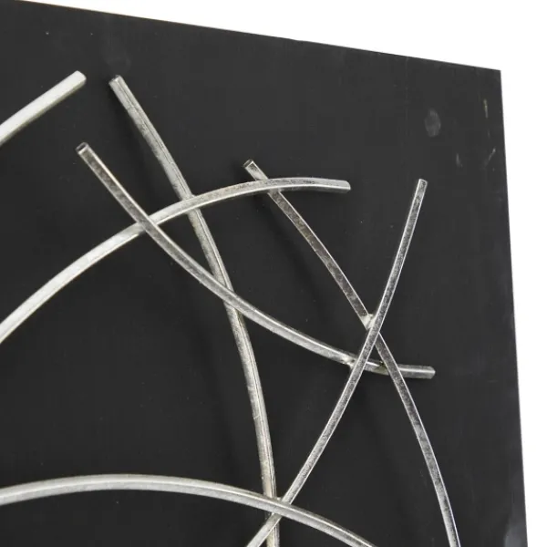 Wall Plaques-Kirkland's Home Black Frame Silver Abstract Lines Wall Plaque Black/Silver
