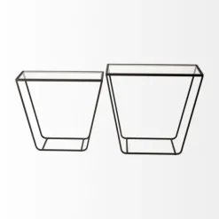 Accent & End Tables-Kirkland's Home Black Geometric Nesting Accent Tables, Set Of 2