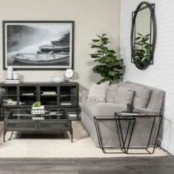 Accent & End Tables-Kirkland's Home Black Geometric Nesting Accent Tables, Set Of 2