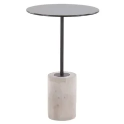 Accent & End Tables-Kirkland's Home Black Glass And Concrete Round Accent Table