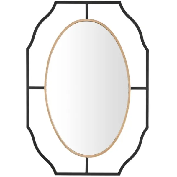Decorative Mirrors-Kirkland's Home Black Gold Scalloped Oval Frame Wall Mirror