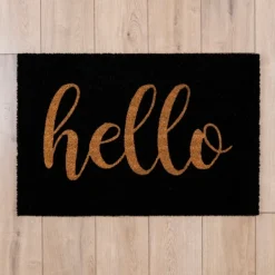 Doormats-Kirkland's Home Black Hello Doormat Black/Tan