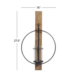 Sconces-Kirkland's Home Black Hoop Glass Sleeve Wall Sconce, 28 In.