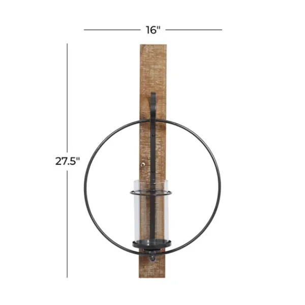 Sconces-Kirkland's Home Black Hoop Glass Sleeve Wall Sconce, 28 In.