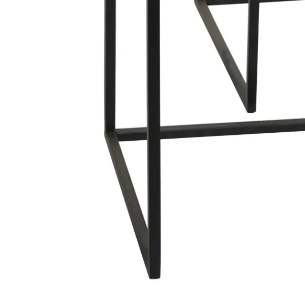 Kitchen Islands & Bar Carts-Kirkland's Home Black Iron And Glass Top Bar Cart