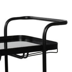 Kitchen Islands & Bar Carts-Kirkland's Home Black Iron And Glass Top Bar Cart