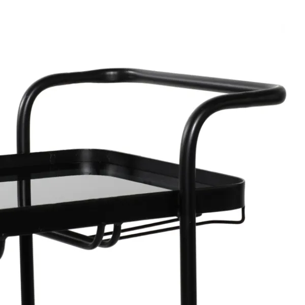 Kitchen Islands & Bar Carts-Kirkland's Home Black Iron And Glass Top Bar Cart