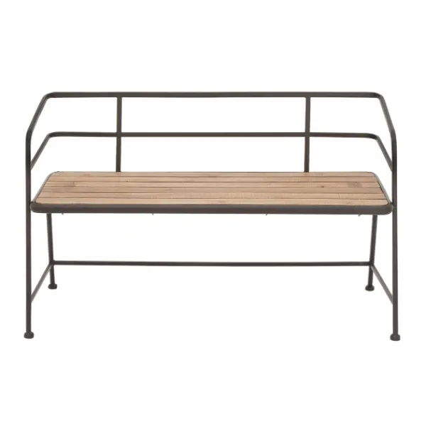 Benches & Ottomans-Kirkland's Home Black Iron And Wooden Seat Industrial Bench Black/Brown