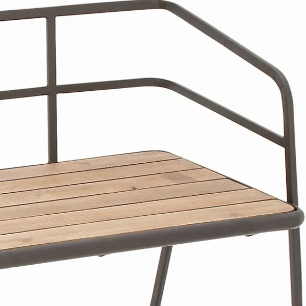 Benches & Ottomans-Kirkland's Home Black Iron And Wooden Seat Industrial Bench Black/Brown