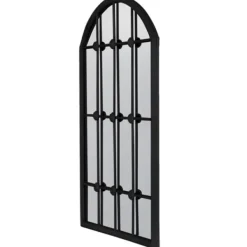 Decorative Mirrors-Kirkland's Home Black Iron Arched Windowpane Mirror