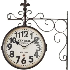 Clocks-Kirkland's Home Black Iron Double Sided Scroll Wall Clock