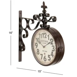 Clocks-Kirkland's Home Black Iron Double Sided Scroll Wall Clock
