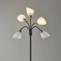 Floor Lamps-Kirkland's Home Black 5-Light Adjustable Tree Floor Lamp Black/White