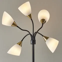 Floor Lamps-Kirkland's Home Black 5-Light Adjustable Tree Floor Lamp Black/White