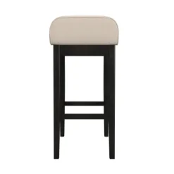 Bar Stools & Counter Height Stools-Kirkland's Home Black Lowback Padded Bar Stool Black/Tan
