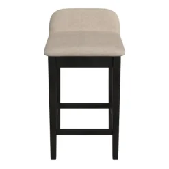 Bar Stools & Counter Height Stools-Kirkland's Home Black Lowback Padded Counter Stool Black/Tan