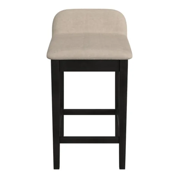 Bar Stools & Counter Height Stools-Kirkland's Home Black Lowback Padded Counter Stool Black/Tan