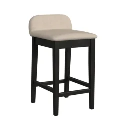 Bar Stools & Counter Height Stools-Kirkland's Home Black Lowback Padded Counter Stool Black/Tan