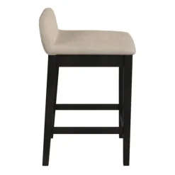 Bar Stools & Counter Height Stools-Kirkland's Home Black Lowback Padded Counter Stool Black/Tan