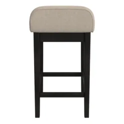 Bar Stools & Counter Height Stools-Kirkland's Home Black Lowback Padded Counter Stool Black/Tan