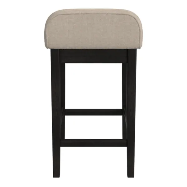 Bar Stools & Counter Height Stools-Kirkland's Home Black Lowback Padded Counter Stool Black/Tan