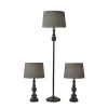 Table Lamps-Kirkland's Home Black Lucas 3-Pc. Table And Floor Lamp Set Gray