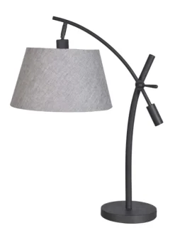 Table Lamps-Kirkland's Home Black Metal Adjustable Task Shade Table Lamp Gray