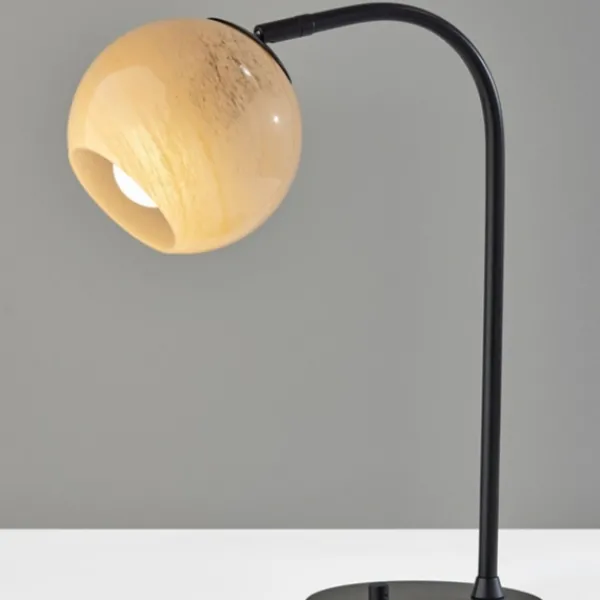 Table Lamps-Kirkland's Home Black Metal And Frosted Glass Globe Table Lamp Tan