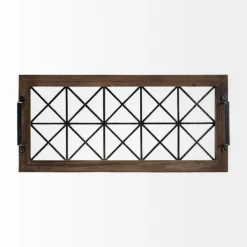 Decorative Trays-Kirkland's Home Black Metal And Glass Tray Brown/Black