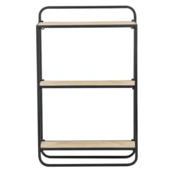 Shelves-Kirkland's Home Black Metal And Wood 3-Tier Wall Shelf
