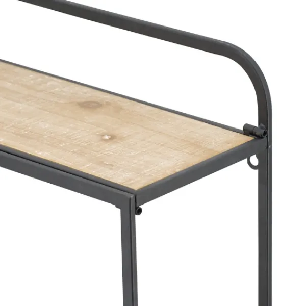 Shelves-Kirkland's Home Black Metal And Wood 3-Tier Wall Shelf