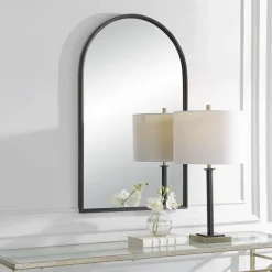 Decorative Mirrors-Kirkland's Home Black Metal Arch Frame Wall Mirror