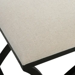 Benches & Ottomans-Kirkland's Home Black Metal Arched Frame Upholstered Bench Ivory