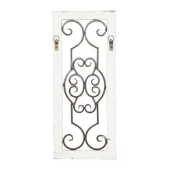 Wall Plaques-Kirkland's Home Black Metal Farmhouse Scroll Wall Plaque White/Black