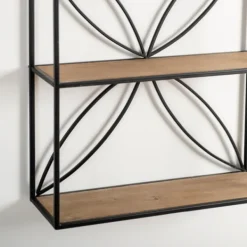 Shelves-Kirkland's Home Black Metal Flower Frame 3-Tier Wall Shelf